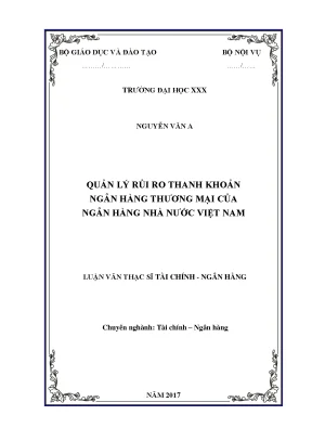 Luận văn thạc sĩ tài chính doanh nghiệp quản lý rủi ro thanh khoản ngân hàng thương mại của ngân hàng nhà nước việt nam