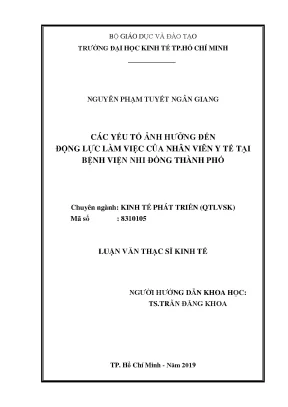 Luận văn thạc sĩ kinh tế các yếu tố ảnh hưởng đến động lực làm việc của nhân viên y tế tại bệnh viện nhi đồng thành phố
