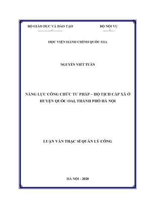 Luận văn thạc sĩ quản lý công năng lực công chức tư pháp hộ tịch cấp xã ở huyện quốc oai thành phố hà nội