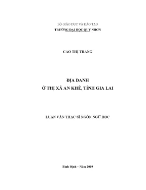 Luận văn thạc sĩ địa danh ở thị xã an khê tỉnh gia lai