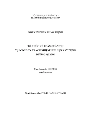 Luận văn thạc sĩ xây dựng kế toán quản trị tại công ty tnhh xd đường quang