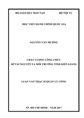 Luận văn thạc sĩ quản lý công chất lượng công chức sở tài nguyên và môi trường tỉnh kiên giang