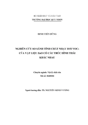 Luận văn thạc sĩ nghiên cứu so sánh tính chất nhạy hơi vocs của vật liệu zno có cấu trúc hình thái khác nhau