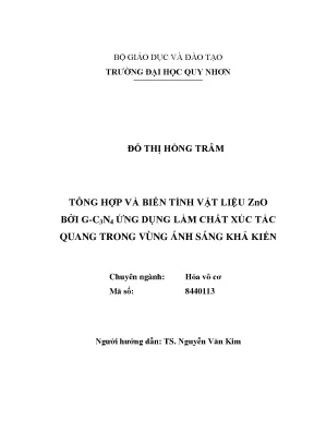 Luận văn thạc sĩ tổng hợp và biến tính vật liệu zno bởi g c3n4 ứng dụng làm chất xúc tác quang trong vùng ánh sáng khả kiến