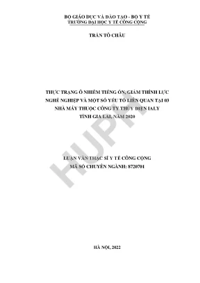 Luận văn thực trạng ô nhiễm tiếng ồn giảm thính lực nghề nghiệp và mốt số yếu tố liên quan tại 03 nhà máy thuộc công ty thủy điện italy tỉnh gia lai năm 2020