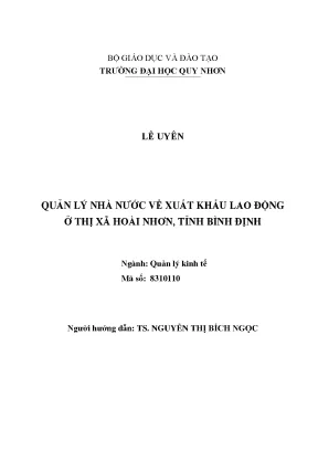 Luận văn thạc sĩ quản lý nhà nước về xuất khẩu lao động ở thị xã hoài nhơn tỉnh bình định