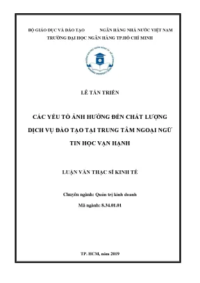 Luận văn thạc sĩ kinh tế các yếu tố ảnh hưởng đến chất lượng dịch vụ đào tạo tại trung tâm ngoại ngữ tin học vạn hạnh