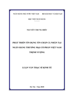 Phát triển tín dụng tín chấp cá nhân tại ngân hàng thương mại cổ phần việt nam thịnh vượng luận văn thạc sỹ kinh tế