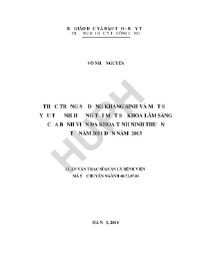 Luận văn thực trạng sử dụng kháng sinh và một số yếu tố ảnh hưởng tại một số khoa lâm sàng của bệnh viện đa khoa tỉnh ninh thuận từ năm 2011 đến năm 2013