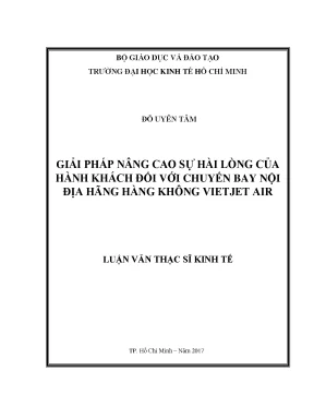 Luận văn thạc sĩ kinh tế giải pháp nâng cao sự hài lòng của hành khách đối với chuyến bay nội địa của hãng hàng không vietjet air