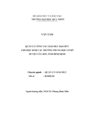 Luận văn thạc sĩ quản lý công tác giáo dục đạo đức cho học sinh các trường trung học cơ sở huyện tây sơn tỉnh bình định
