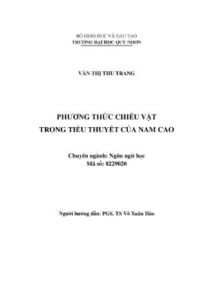 Luận văn thạc sĩ phương thức chiếu vật trong tiểu thuyết của nam cao
