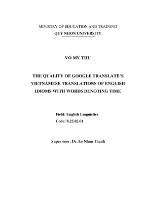Luận văn thạc sĩ the quality of google translatesvietnamese translations of english idioms with words denoting time