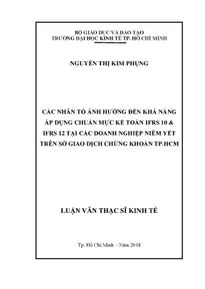 Luận văn thạc sĩ kinh tế các nhân tố ảnh hưởng đến khả năng áp dụng chuẩn mực kế toán ifrs 10 ifrs 12 tại các doanh nghiệp niêm yết trên sở giao dịch chứng khoán tp hcm