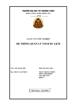 Luận văn tốt nghiệp công nghệ thông tin hệ thống quản lý tour du lịch