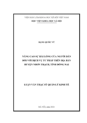 Luận văn thạc sĩ quản lý kinh tế nâng cao sự hài lòng của người dân đối với dịch vụ tư pháp trên địa bàn huyện nhơn trạch tỉnh đồng nai