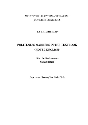 Luận văn thạc sĩ politeness markers in the textbookhotel english