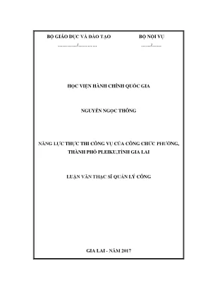 Luận văn thạc sĩ quản lý công năng lực thực thi công vụ của công chức phường thành phố pleiku tỉnh gia lai