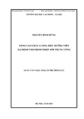 Luận văn thạc sĩ quản trị nhân lực nâng cao chất lượng điều dưỡng viên tại bệnh viện bệnh nhiệt đới trung ương