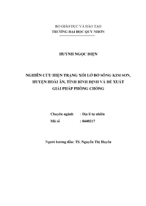 Luận văn thạc sĩ nghiên cứu hiện trạng xói lở bờ sông kim sơn huyện hoài ân tỉnh bình định và đề xuất giải pháp phòng chống