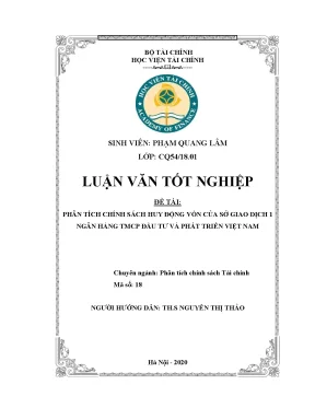 Luận văn tài chính ngân hàng phân tích chính sách huy động vốn của sở giao dịch 1 ngân hàng tmcp đầu tư và phát triển việt nam