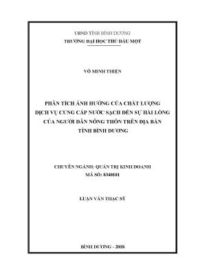 Luận văn thạc sĩ quản trị kinh doanh phân tích ảnh hưởng của chất lượng dịch vụ cung cấp nước sạch đến sự hài lòng của người dân nông thôn trên địa bàn tỉnh bình dương