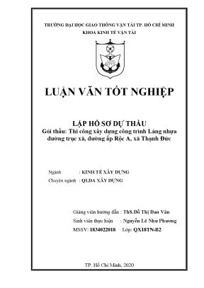 Luận văn tốt nghiệp lập hồ sơ dự thầu gói thầu thi công xây dựng láng nhựa đường trục xã đường ấp rộc a xã thạnh đức
