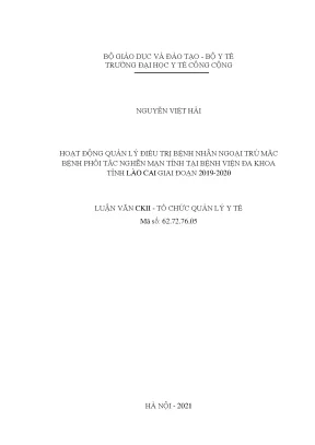 Luận văn hoạt động quản lý điều trị bệnh nhân ngoại trú mắc bệnh phổi tắc nghẽn mãn tính tại bệnh viện đa khoa tỉnh lào cai giai đoạn 2019 2020
