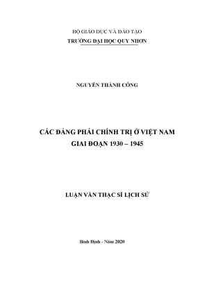 Luận văn thạc sĩ các đảng phái chính trị ở việt nam giai đoạn 1930 1945