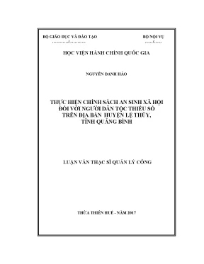 Luận văn thạc sĩ quản lý công thực hiện chính sách an sinh xã hội đối với người dân tộc thiểu số trên địa bàn huyện lệ thủy tỉnh quảng bình