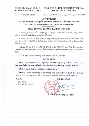 Hướng dẫn quy chuẩn viết báo cáo tiểu luận luận văn tố t nghiệp cho học viên thạc sĩ tại trường đại học hoa sen điểm cao