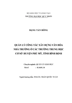 Luận văn thạc sĩ quản lý công tác xây dựng văn hóa nhà trường ở các trường trung học cơ sở huyện phù mỹ tỉnh bình định