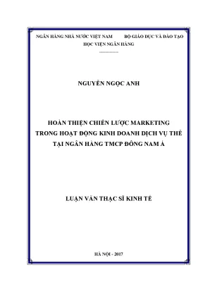 Hoàn thiện hoạt động marketing trong kinh doanh dịch vụ thẻ tại ngân hàng thương mại cổ phần đông nam á luận văn thạc sỹ kinh tế