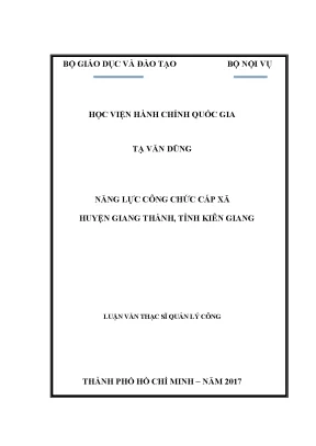 Luận văn thạc sĩ quản lý công năng lực công chức cấp xã huyện giang thành tỉnh kiên giang
