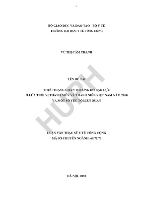Luận văn thực trạng chấn thương do bạo lực ở lứa tuổi vị thành niên và thanh thiếu niên việt nam năm 2010 và một số yếu tố liên quan