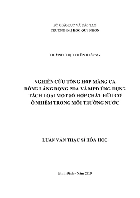 Luận văn thạc sĩ nghiên cứu tổng hợp màng ca đồng lắng đọng pda và mpd ứng dụng tách loại một số hợp chất hữu cơ ô nhiễm trong môi trường nước