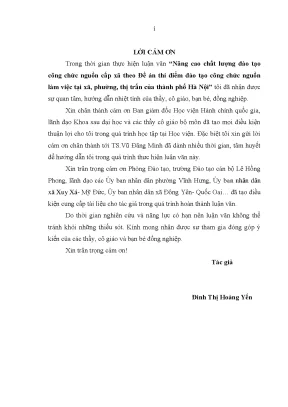 Luận văn thạc sĩ quản lý công nâng cao chất lượng đào tạo công chức nguồn cấp xã theo đề án thí điểm đào tạo công chức nguồn làm việc tại xã phường thị trấn của thành phố hà nội