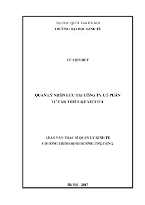 Luận văn thạc sĩ quản lý kinh tế quản lý nhân lực tại công ty cổ phần tư vấn thiết kế viettel