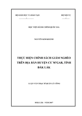 Luận văn thạc sĩ quản lý công thực hiện chính sách giảm nghèo trên địa bàn huyện cư mgar tỉnh đắk lắk