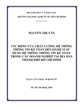 Luận văn thạc sĩ kinh tế chất lượng hệ thống thông tin kế toán nhận thức nhân viên kế toán hành vi sử dụng hệ thống thông tin kế toán