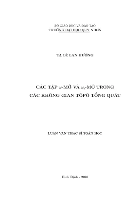Luận văn thạc sĩ các tập w mở và ws mở trong các không gian tôpô tổng quát