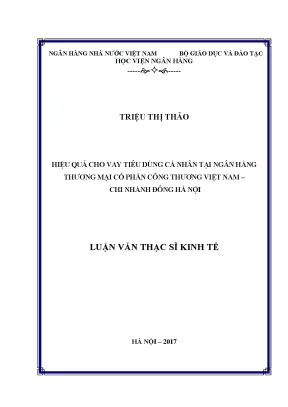 Hiệu quả cho vay tiêu dùng cá nhân tại ngân hàng thương mại cổ phần công thương việt nam chi nhánh đông hà nội luận văn thạc sỹ kinh tế
