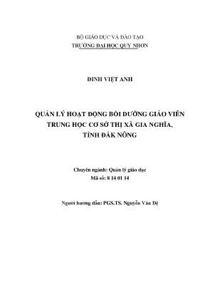 Luận văn thạc sĩ quản lý hoạt động bồi dưỡng giáo viên trung học cơ sở thị xã gia nghĩa tỉnh đăk nông