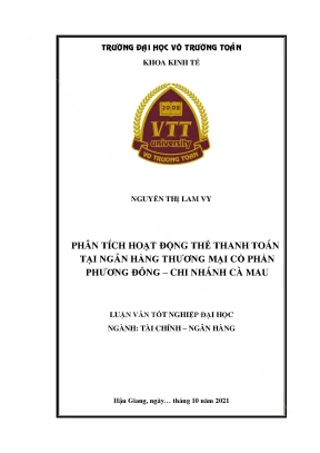 Luận văn tốt nghiệp tài chính ngân hàng phân tích hoạt động thẻ thanh toán tại ngân hàng thương mại cổ phần phương đông ocb chi nhánh cà mau