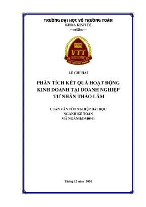 Luận văn tốt nghiệp kế toán phân tích kết quả hoạt động kinh doanh tại doanh nghiệp tư nhân thảo lâm