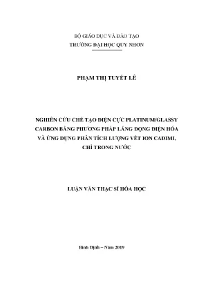 Luận văn thạc sĩ nghiên cứu chế tạo điện cực plantium glassy carbon bằng phương pháp lắng đọng điện hóa và ứng dụng phân tích lượng vết ion cadimi chì trong nước