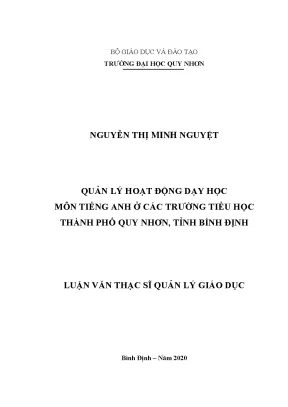 Luận văn thạc sĩ quản lý hoạt động dạy học môn tiếng anh ở các trường tiểu học thành phố quy nhơn tình bình định