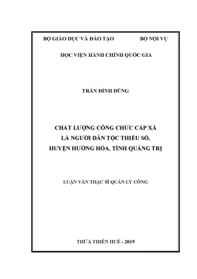 Luận văn thạc sĩ quản lý công chất lượng công chức cấp xã là người dân tộc thiểu số huyện hướng hóa tỉnh quảng trị