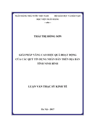 Giải pháp nâng cao hiệu quả hoạt động của các quỹ tín dụng nhân dân trên địa bàn tỉnh ninh bình luận văn thạc sỹ kinh tế