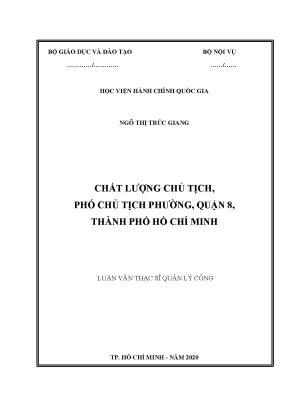 Luận văn thạc sĩ quản lý công chất lượng chủ tịch phó chủ tịch phường quận 8 thành phố hồ chí minh